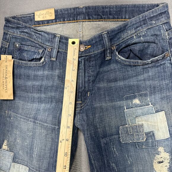 Ralph Lauren Denim & Supply Jeans Women 29x33 Blue Low Slim Patchwork Boho Denim - Picture 9 of 16